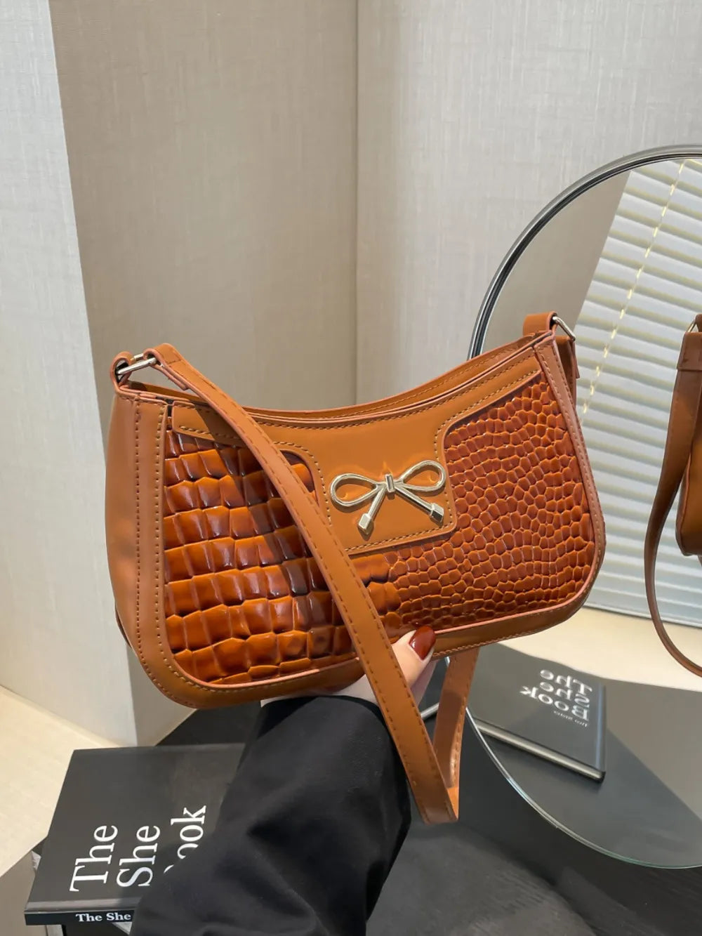 Bow PU Leather Shoulder Bag - Korvel