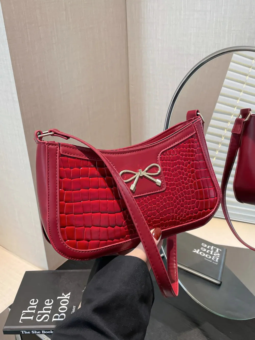 Bow PU Leather Shoulder Bag - Korvel
