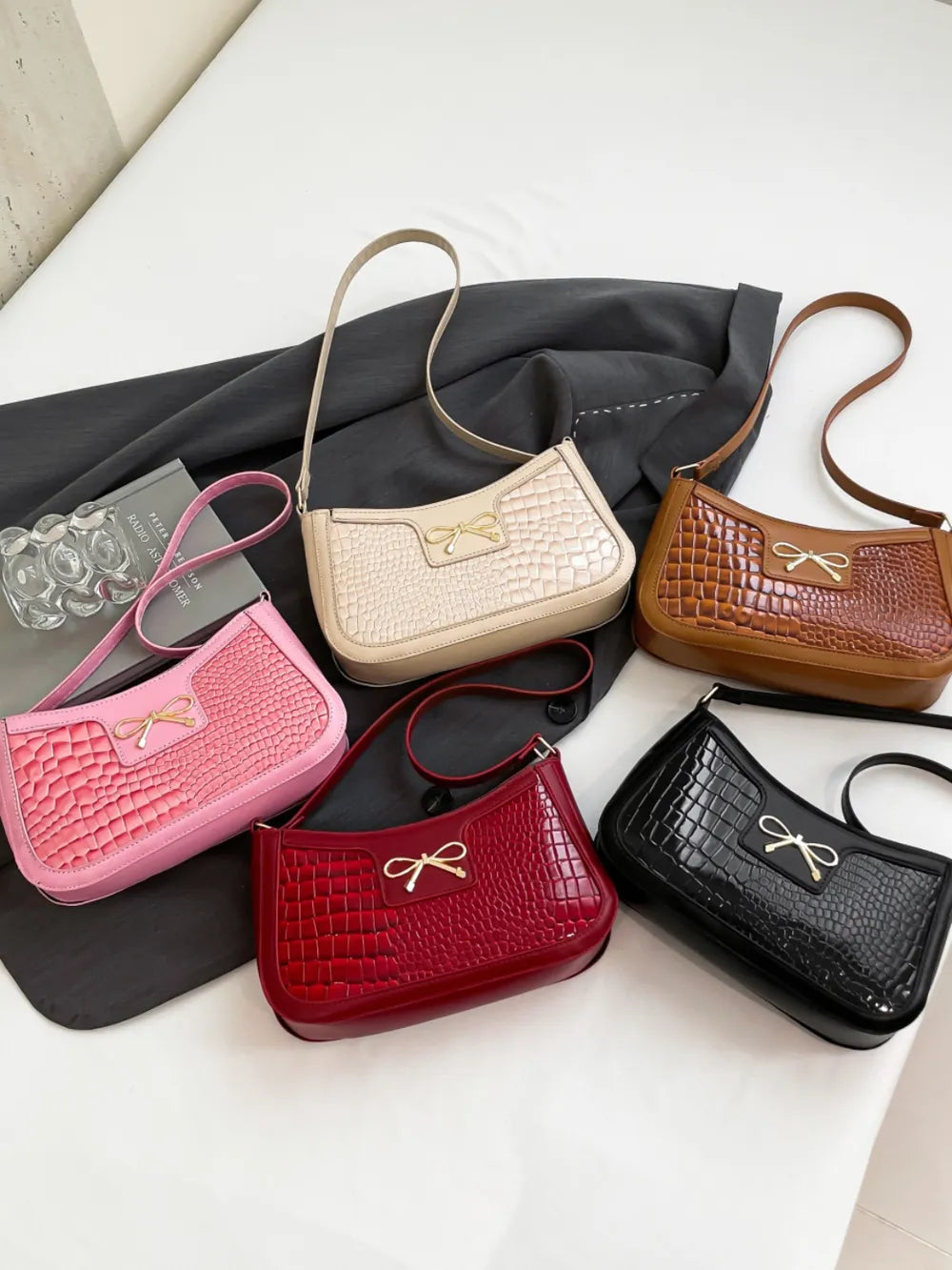 Bow PU Leather Shoulder Bag - Korvel