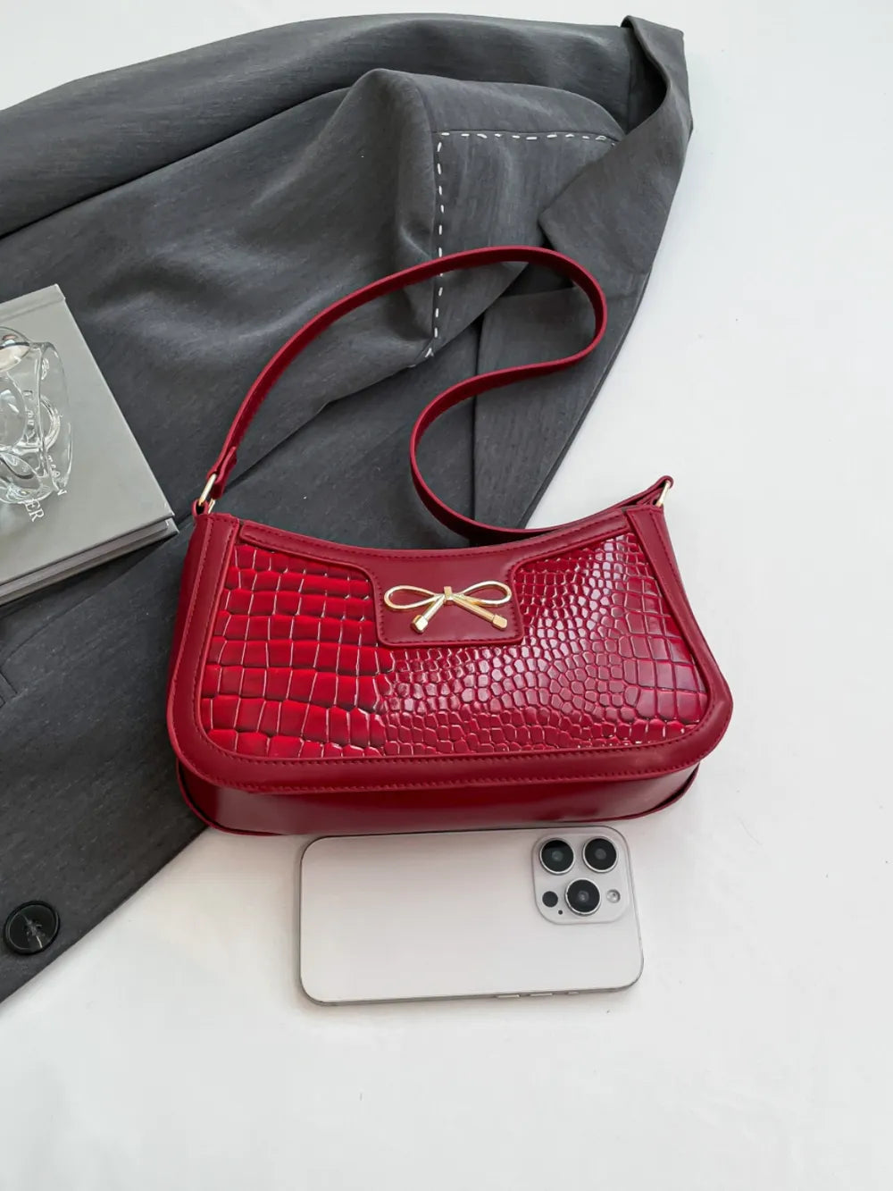 Bow PU Leather Shoulder Bag - Korvel