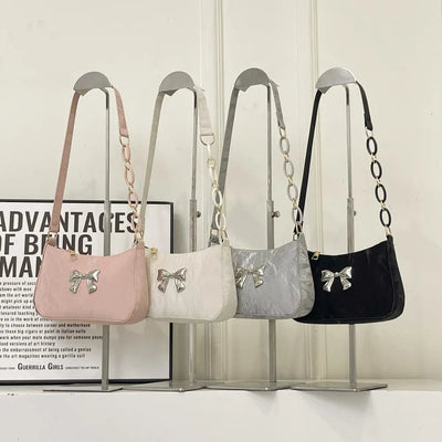 Elegant Bow PU Leather Crossbody Bag