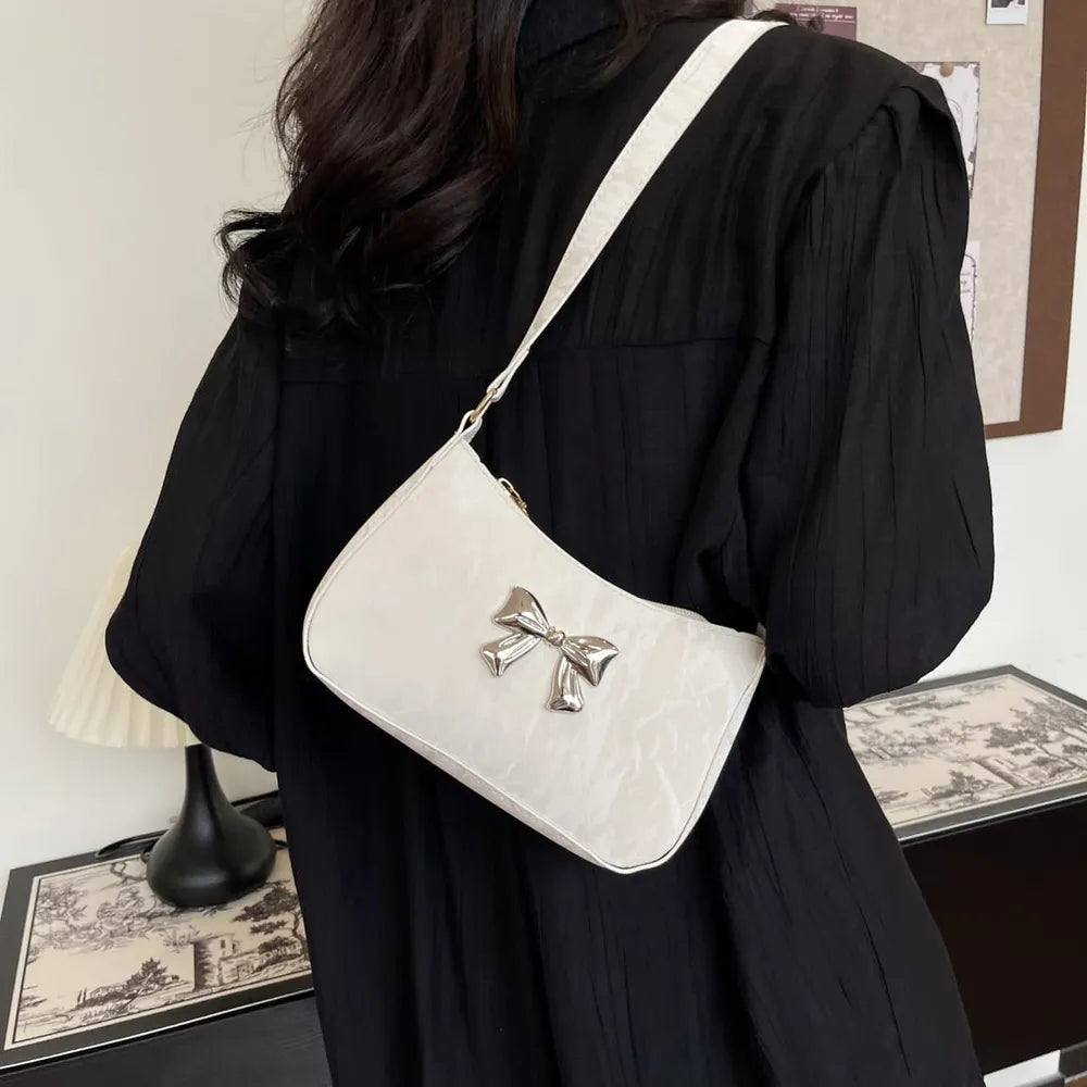 Elegant Bow PU Leather Crossbody Bag