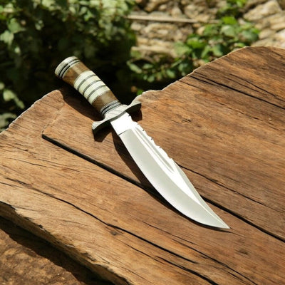 Heritage Bowie Knife - Artisan Crafted, D2 Steel Blade, Elegant Rosewood and Bone Handle - Korvel
