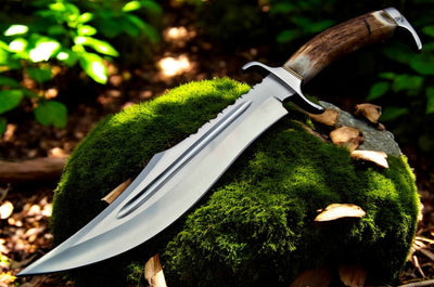 Premium 14" Bowie Knife with Authentic Antler Handle & D2 Steel Blade - Korvel