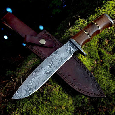 Legendary David Bowie Knife - Exquisite Damascus Steel & Elegant Rosewood Handle - Korvel