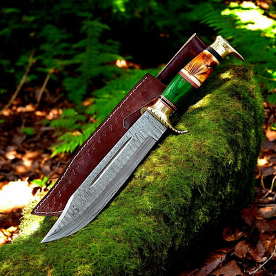 Premium Handmade Bowie Knife - 13" Damascus Steel Blade - Korvel