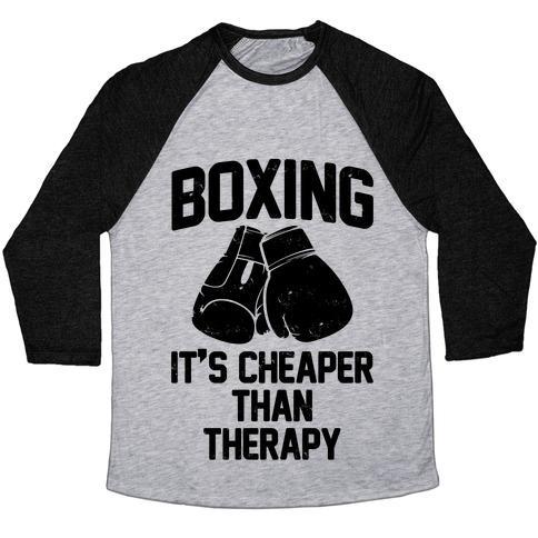 Boxing It's Cheaper Than Therapy Tri-Blend Baseball Tee