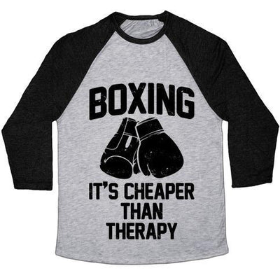 Boxing It's Cheaper Than Therapy Tri-Blend Baseball Tee