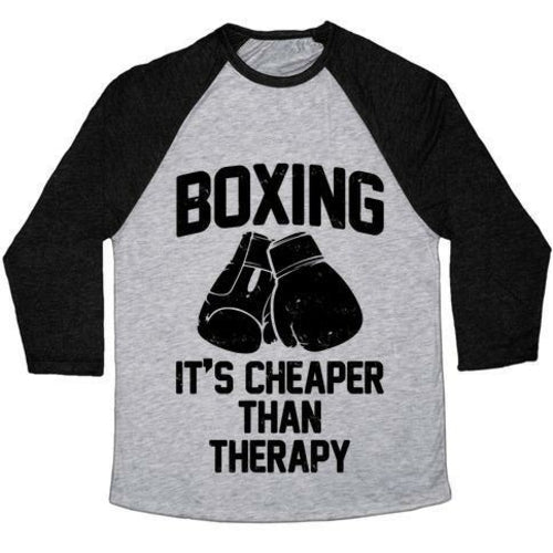 Boxing It's Cheaper Than Therapy Tri-Blend Baseball Tee