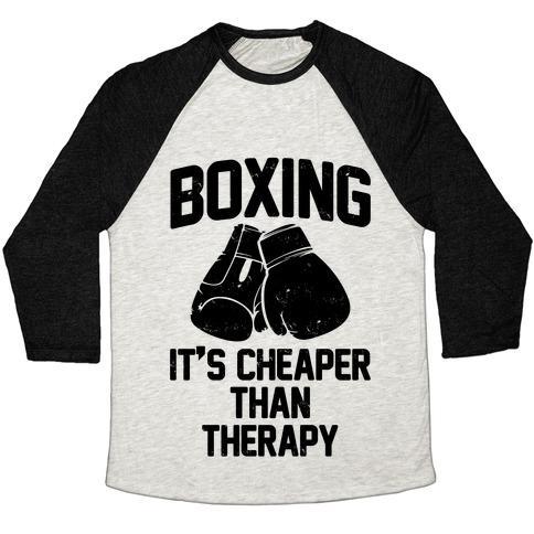 Boxing It's Cheaper Than Therapy Tri-Blend Baseball Tee