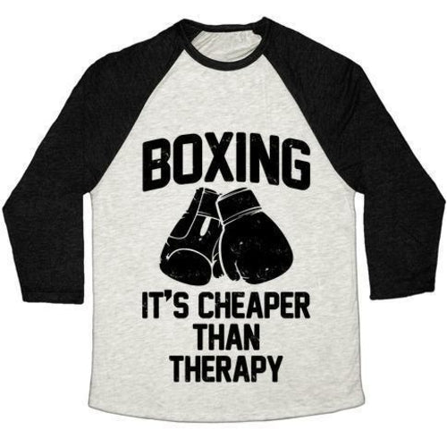 Boxing It's Cheaper Than Therapy Tri-Blend Baseball Tee