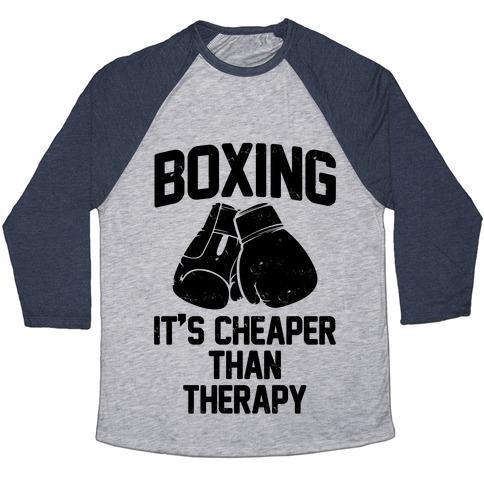 Boxing It's Cheaper Than Therapy Tri-Blend Baseball Tee
