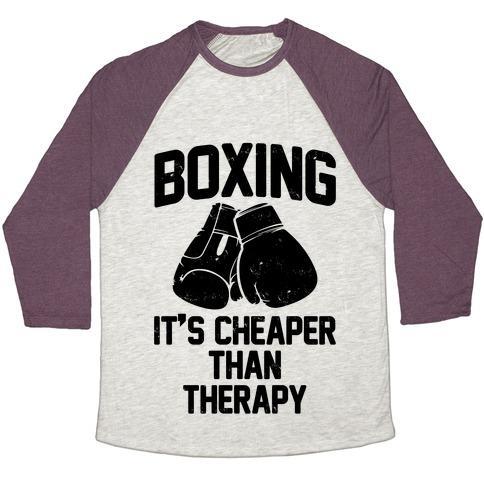 Boxing It's Cheaper Than Therapy Tri-Blend Baseball Tee
