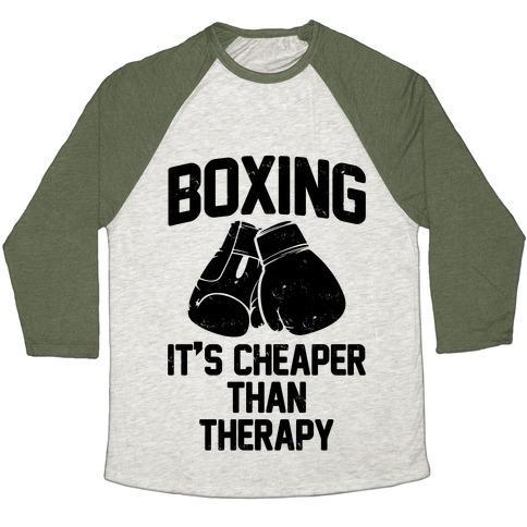 Boxing It's Cheaper Than Therapy Tri-Blend Baseball Tee