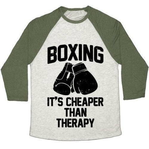 Boxing It's Cheaper Than Therapy Tri-Blend Baseball Tee