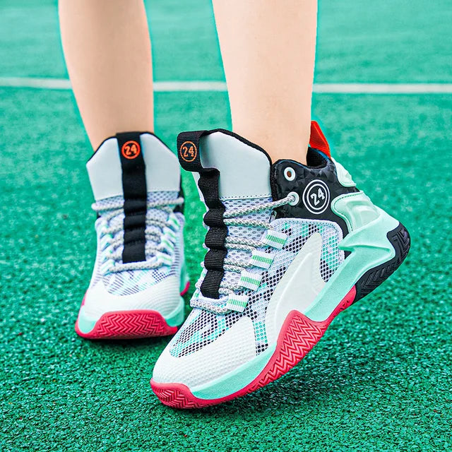 Boys' basketball shoes teenagers' mesh breathable sports shoes - Korvel