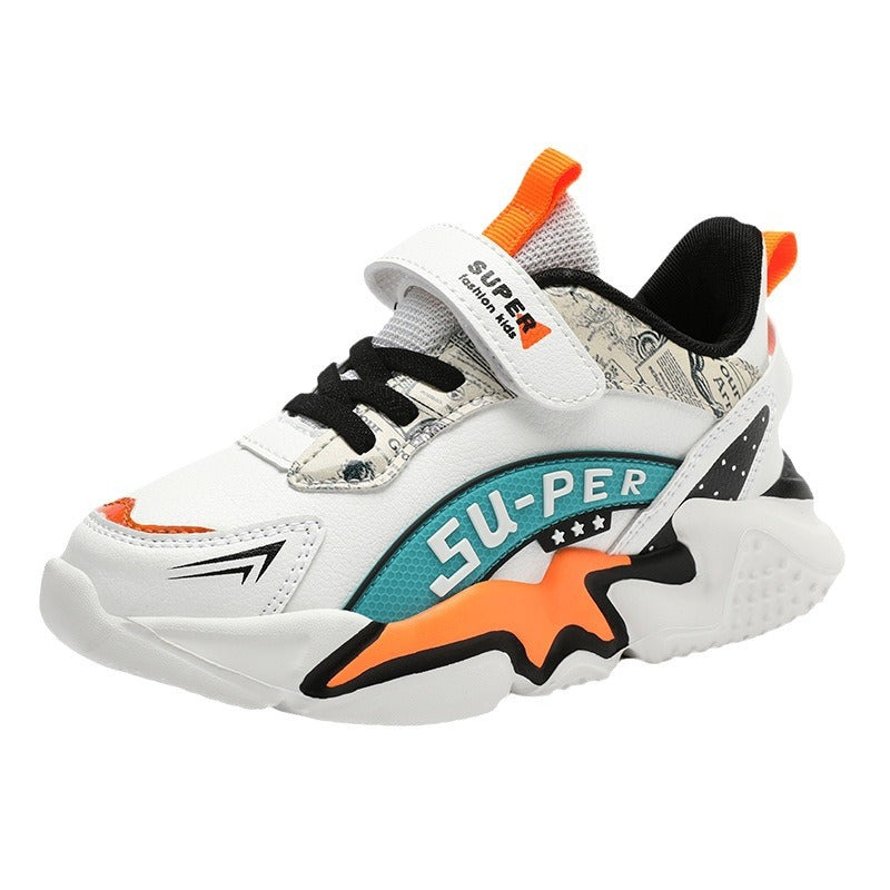 Boys' sports shoes with waterproof leather surface and anti slip soft sole for students - Korvel