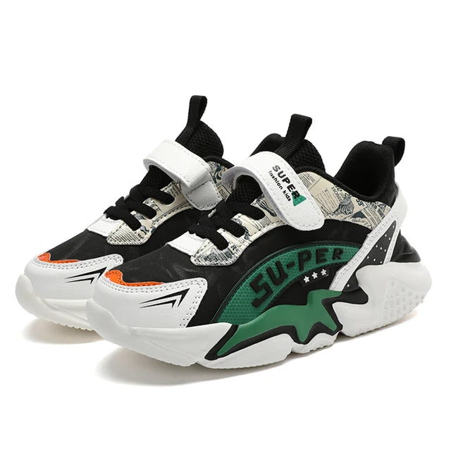 Boys' sports shoes with waterproof leather surface and anti slip soft sole for students - Korvel