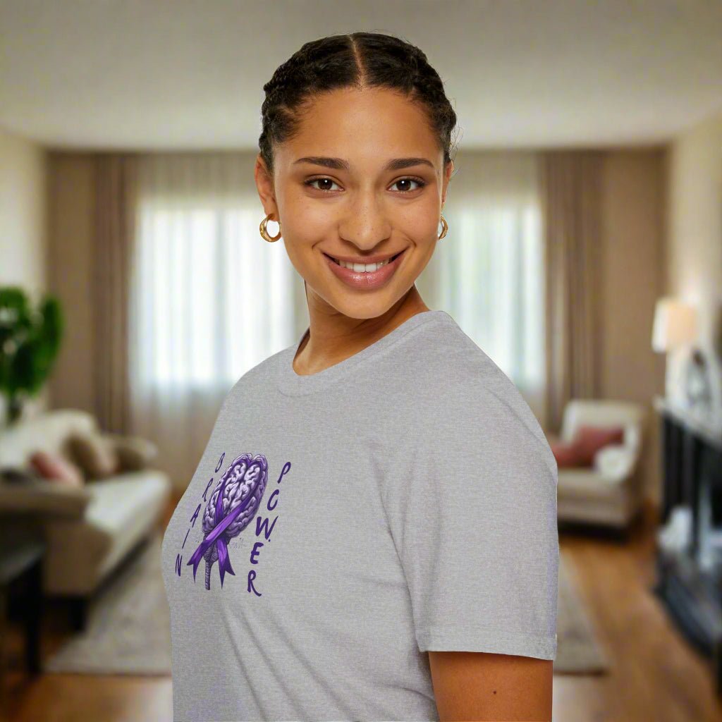 Camiseta Unisex Softstyle Brain Power para la Concienciación sobre la Epilepsia