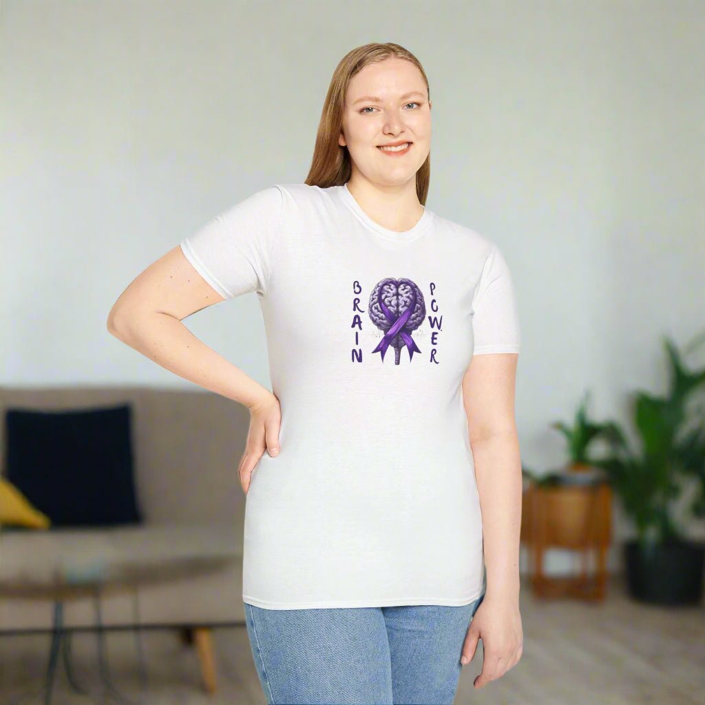 Camiseta Unisex Softstyle Brain Power para la Concienciación sobre la Epilepsia