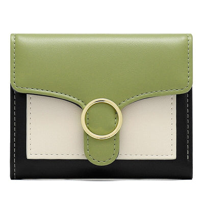Brand Designer Geometric Panelled Trifold Women Wallet Pu Leather Zipper Coin Ladies Small Purse Card Holder Short Female Wallet - Korvel