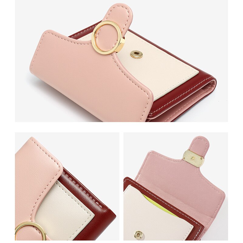 Brand Designer Geometric Panelled Trifold Women Wallet Pu Leather Zipper Coin Ladies Small Purse Card Holder Short Female Wallet - Korvel