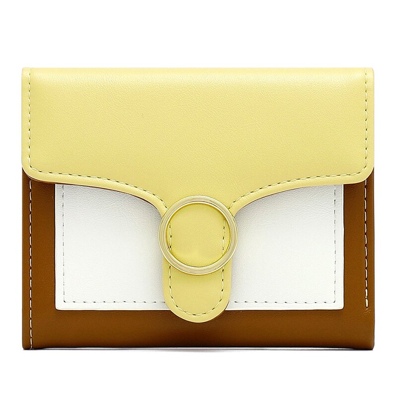 Brand Designer Geometric Panelled Trifold Women Wallet Pu Leather Zipper Coin Ladies Small Purse Card Holder Short Female Wallet - Korvel