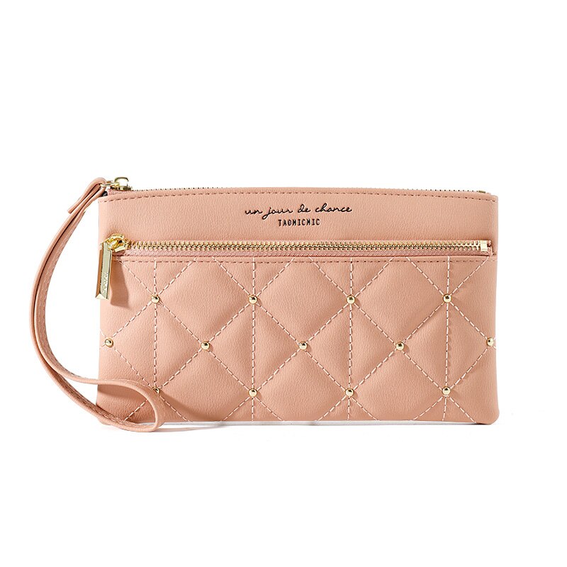 Stylish Plaid Wallet with Rivet Detail for Women