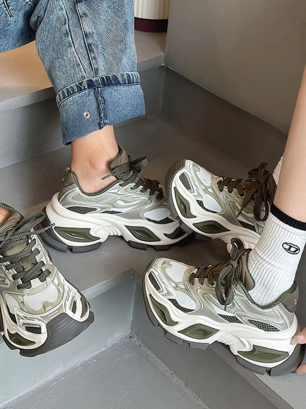 Breathable Chunky Platform Sneakers - Korvel