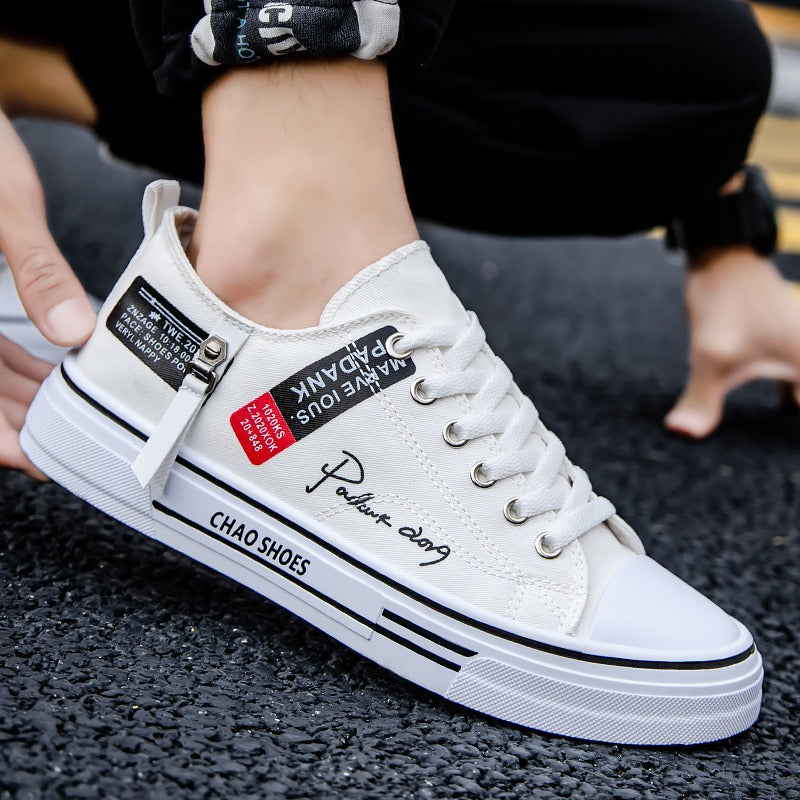 Breathable men's canvas shoes, Hong Kong style men's shoes, casual cloth shoes, trendy, lightweight, low top board shoes - Korvel