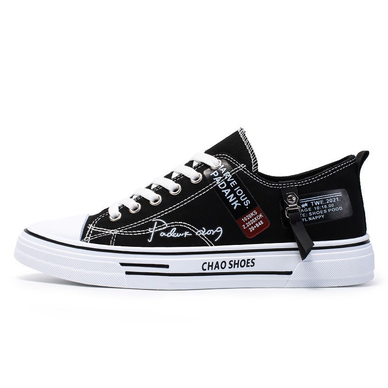 Breathable men's canvas shoes, Hong Kong style men's shoes, casual cloth shoes, trendy, lightweight, low top board shoes - Korvel