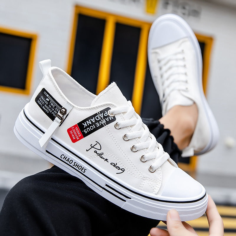 Breathable men's canvas shoes, Hong Kong style men's shoes, casual cloth shoes, trendy, lightweight, low top board shoes - Korvel
