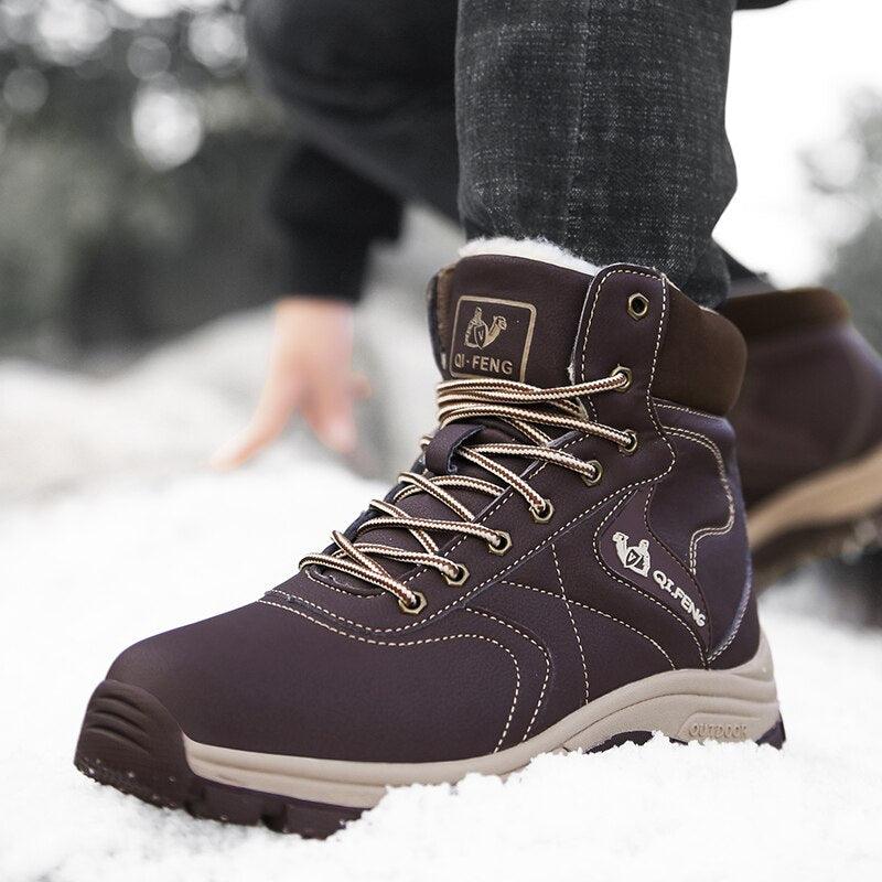 Botas de Tobillo Impermeables de Invierno Marrón Elegantes para Hombre