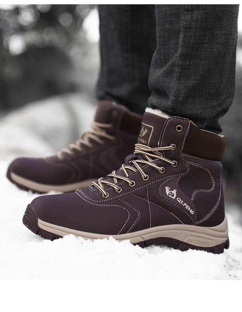 Botas de Tobillo Impermeables de Invierno Marrón Elegantes para Hombre