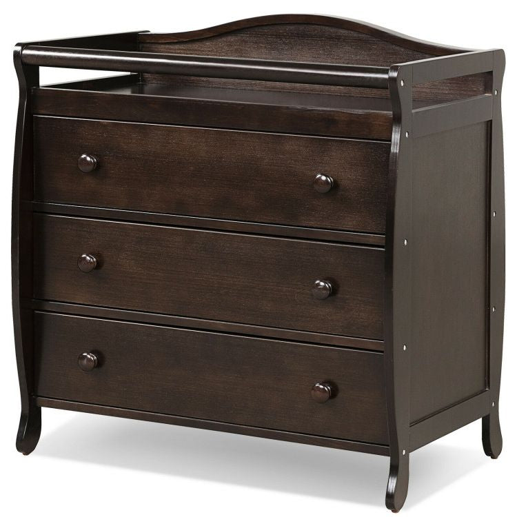 Premium Baby Changing Table with 3 Drawers and Safety Belt - Brown