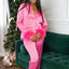 Christmas Satin Printed Long Sleeve Pajama Suit