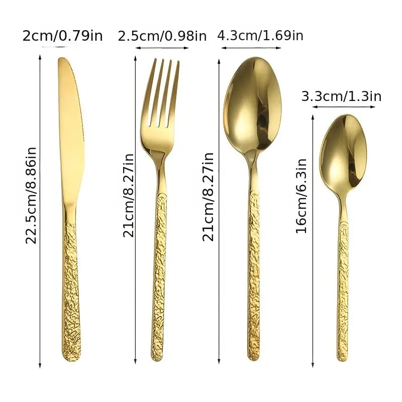 Ensemble de couverts en acier inoxydable 4 pièces pour un dîner élégant