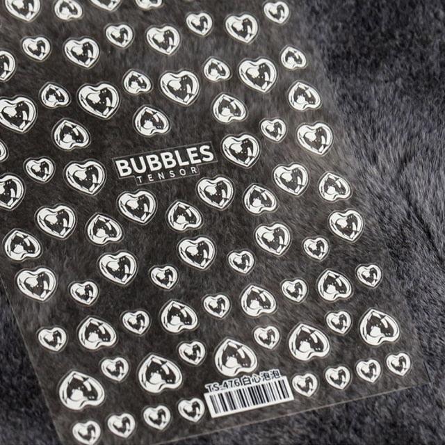 Pegatinas de Uñas Bubble Cute Corazones Negros y Rojos