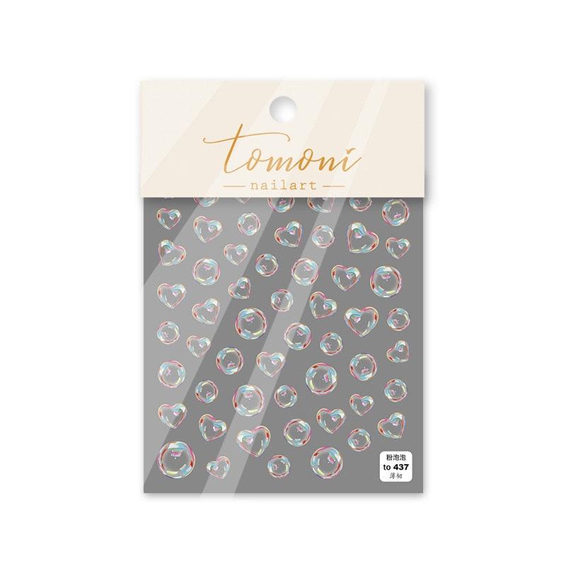 Pegatinas de Uñas Bubble Cute Corazones Negros y Rojos