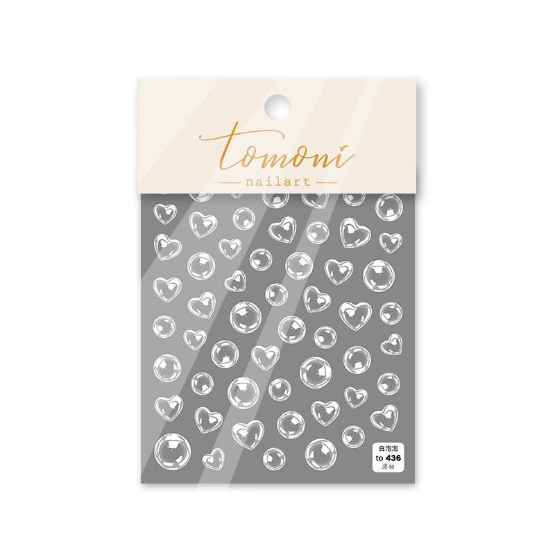 Pegatinas de Uñas Bubble Cute Corazones Negros y Rojos