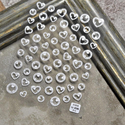 Bubble Cute Black Red Hearts Nail Stickers