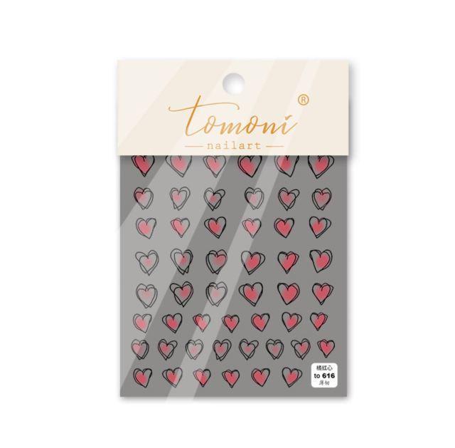 Pegatinas de Uñas Bubble Cute Corazones Negros y Rojos