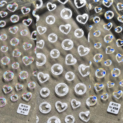 Bubble Cute Black Red Hearts Nail Stickers