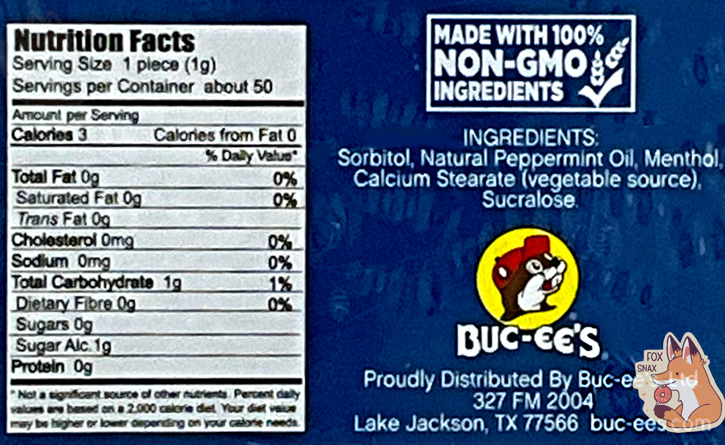 Mints à la menthe poivrée premium de Buc-ee's