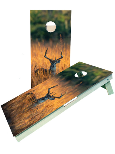 Premium Buck In Cornfield Cornhole Board Set - Korvel