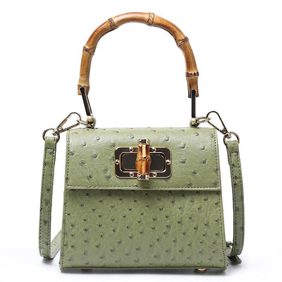 Ostrich Pattern Buckle Shoulder Bag
