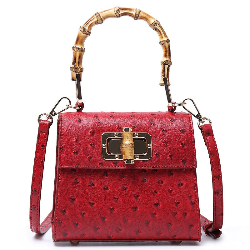 Bolso de Hombro con Hebilla de Patrón de Avestruz