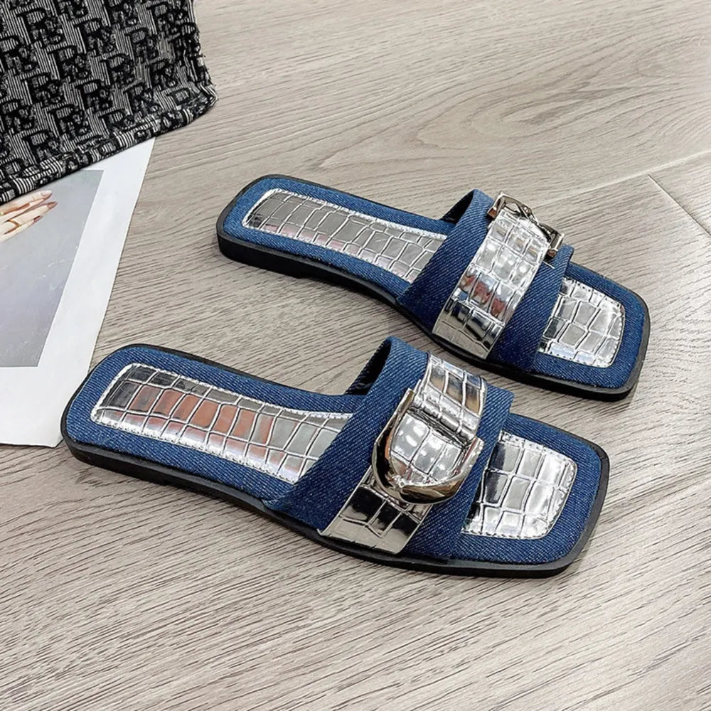 Buckle Trim Open Toe Sandals - Korvel