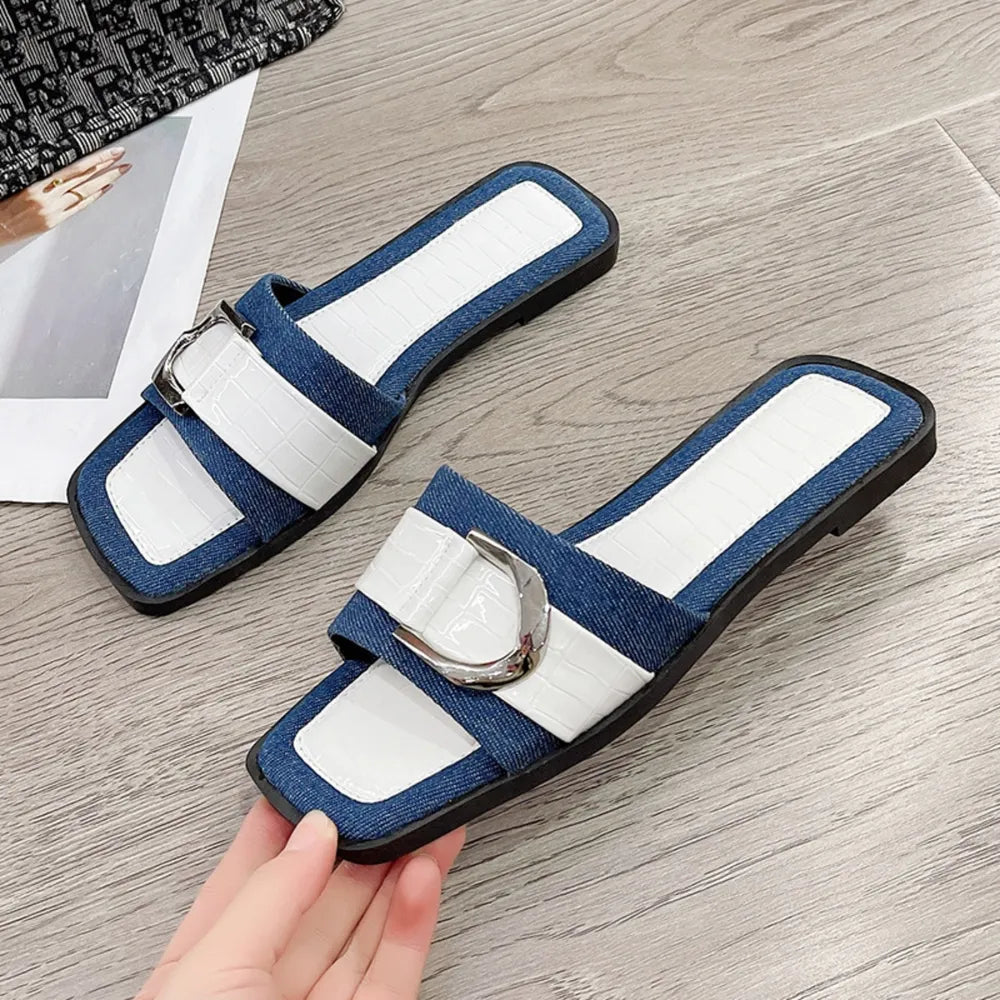 Buckle Trim Open Toe Sandals - Korvel