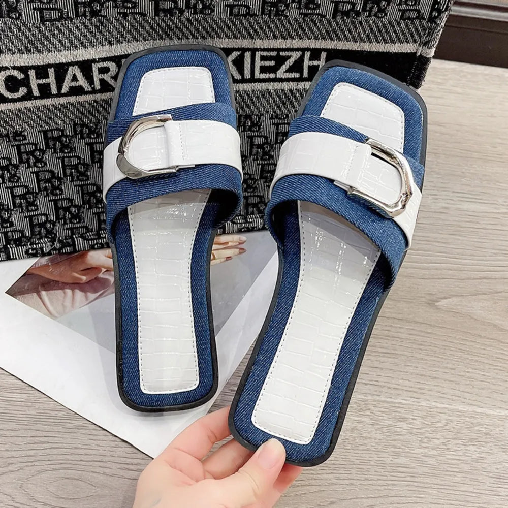 Buckle Trim Open Toe Sandals - Korvel